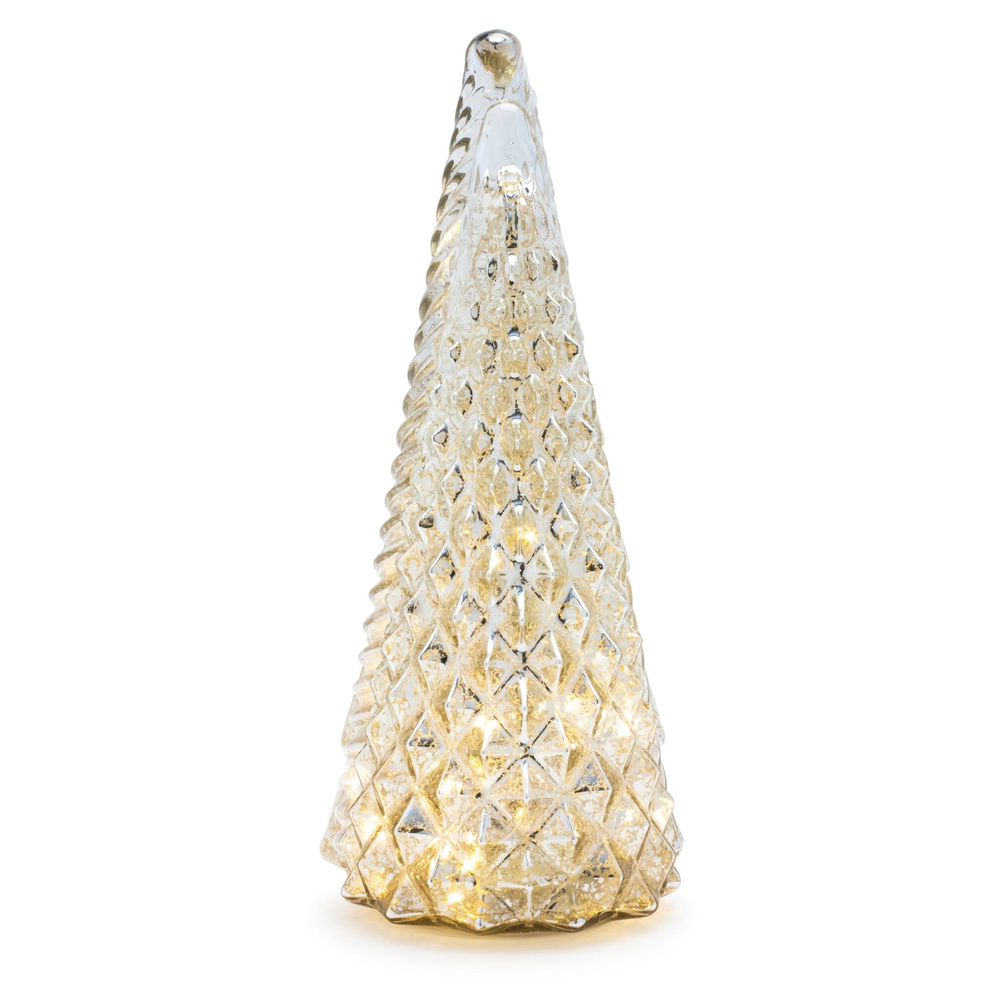 Textured Mercury Glass LED Tree Set